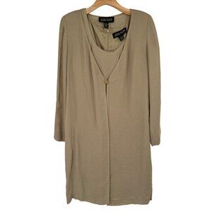 Linda Allard Ellen Tracy Womens jacket dress Size 4 Beige lined new $555